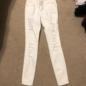 Frame white denim skinny jeans